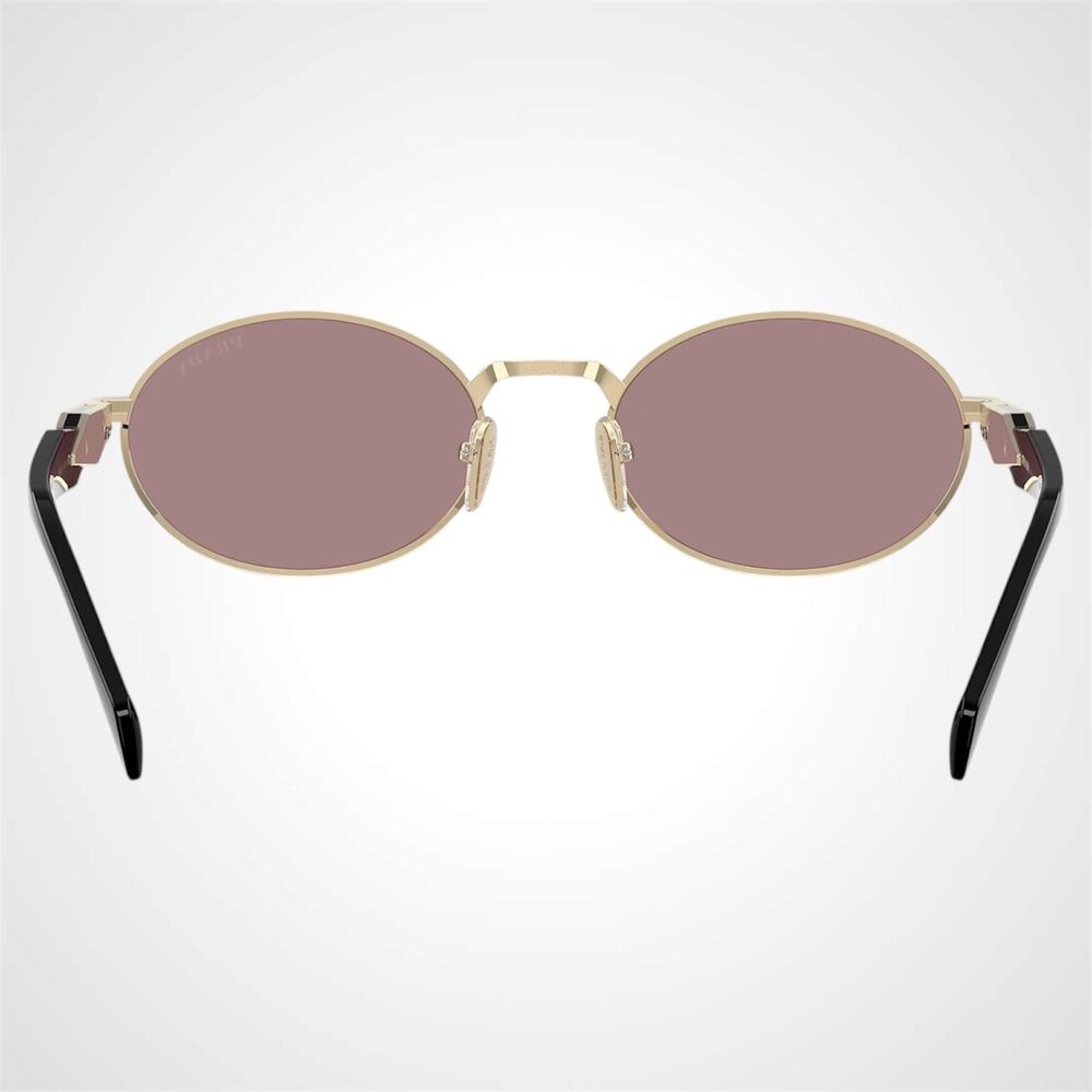 PRADA Sunglasses Gold Metal Oval Symbole PR65ZS ZVN20I Light Brown Purple Lens - Picture 4 of 6